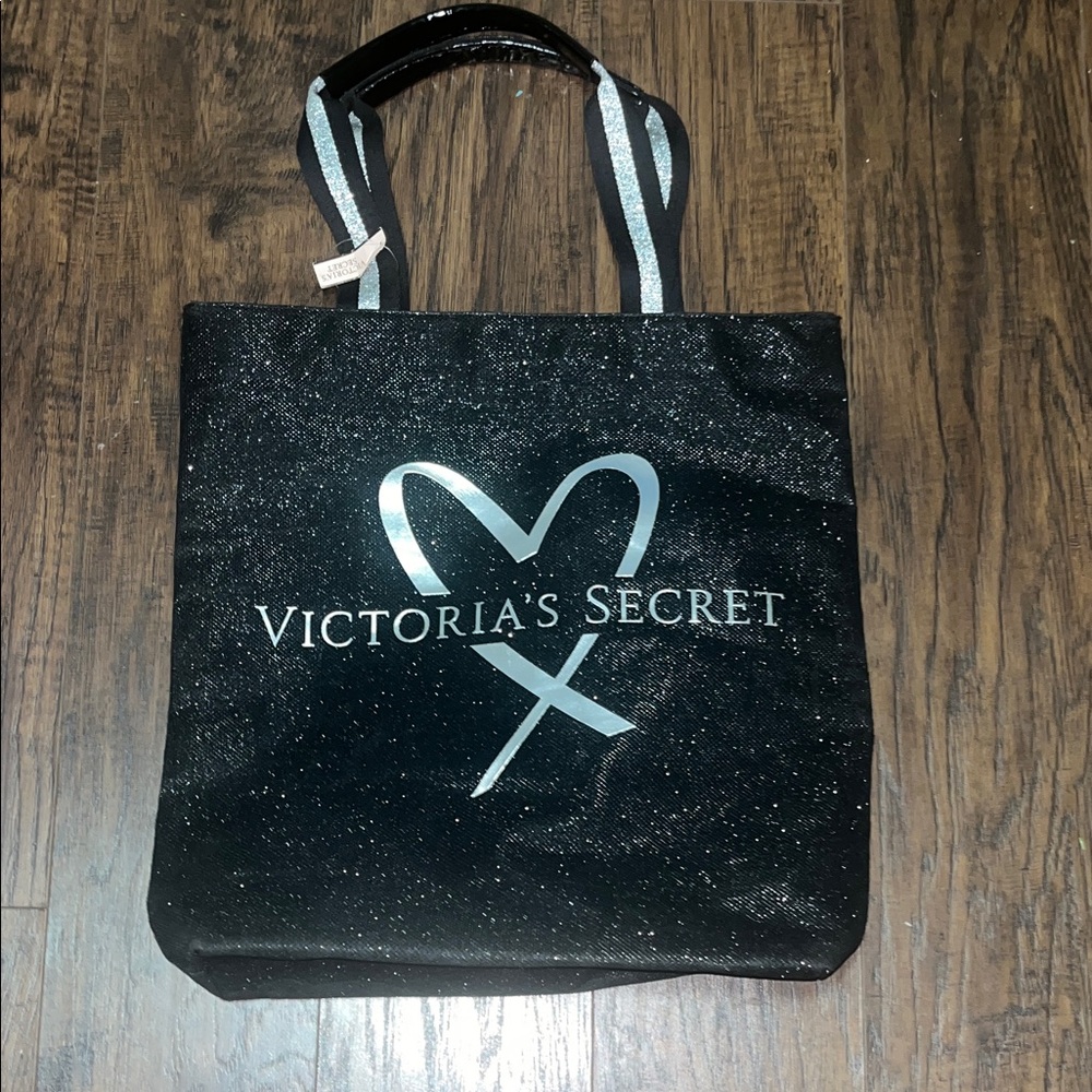 Victoria's Secret Black and Silver Glitter Tote
